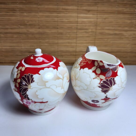 Maxwell and Williams Kimono Cream and Sugar Set Red and White Fine Bone … - Picture 4 of 10